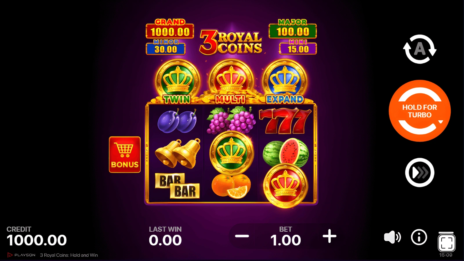 3 Royal Coins Hold and Win pacanele