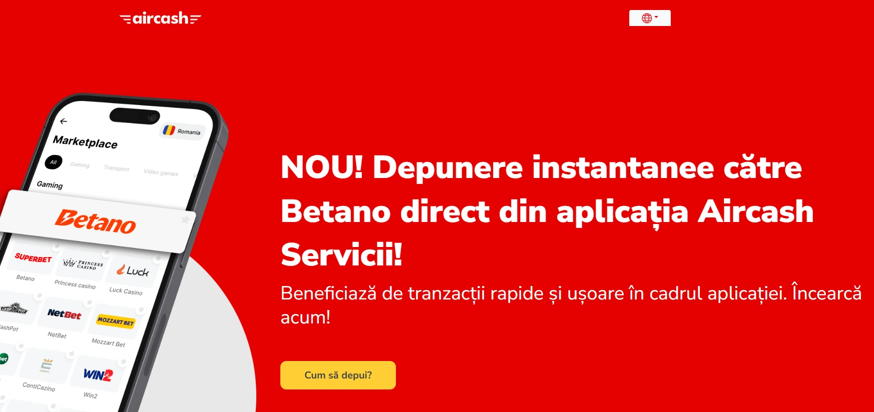 Aircash Marketplace la Betano