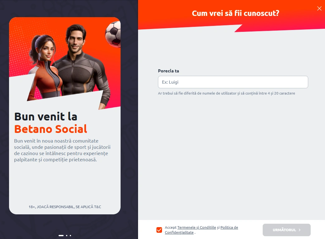Alege un nume in Betano Social