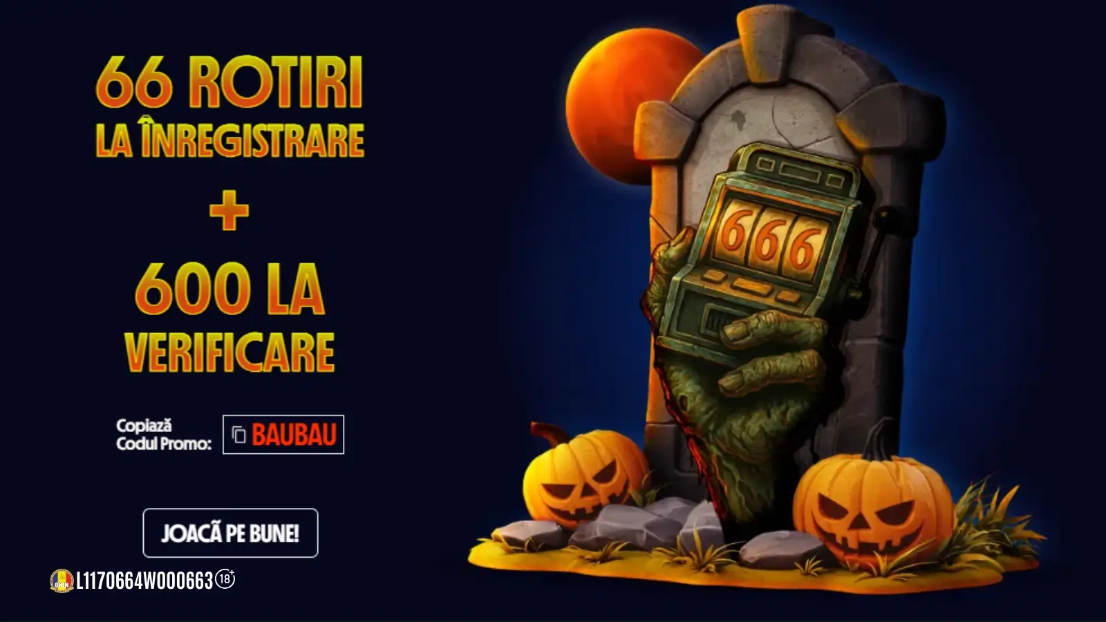 Betano - 666 Rotiri Gratuite la sloturi de Holloween