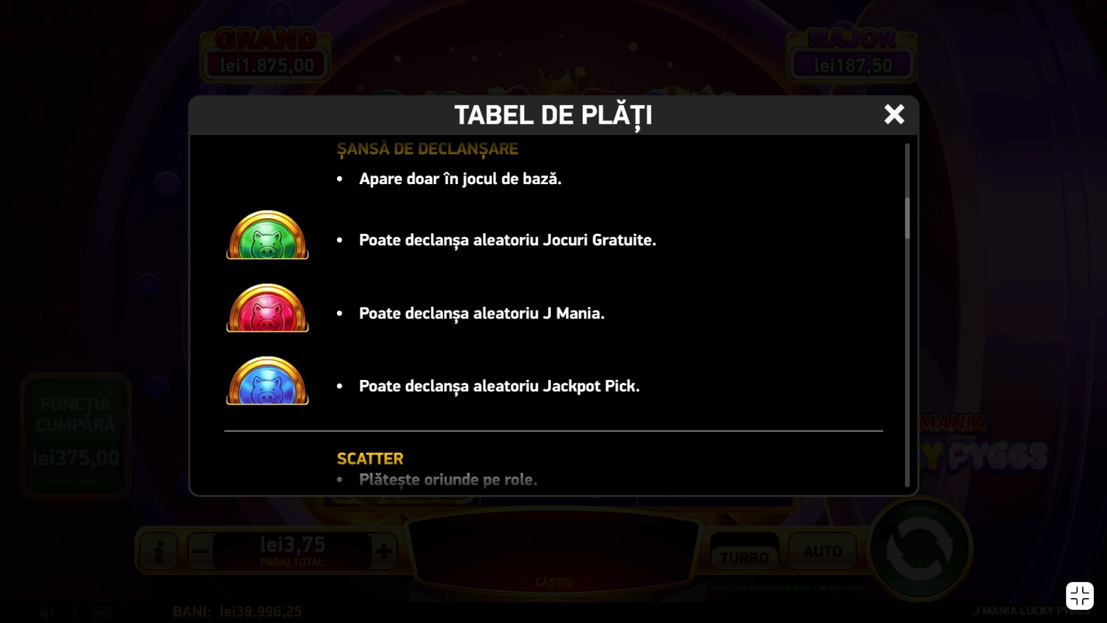 J Mania Lucky Pyggs bonusuri