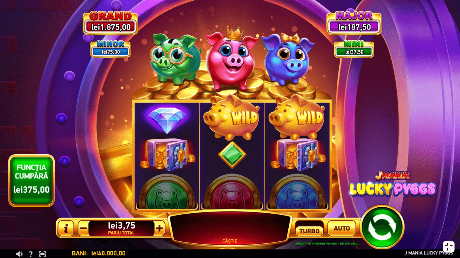 J Mania Lucky Pyggs interfata joc