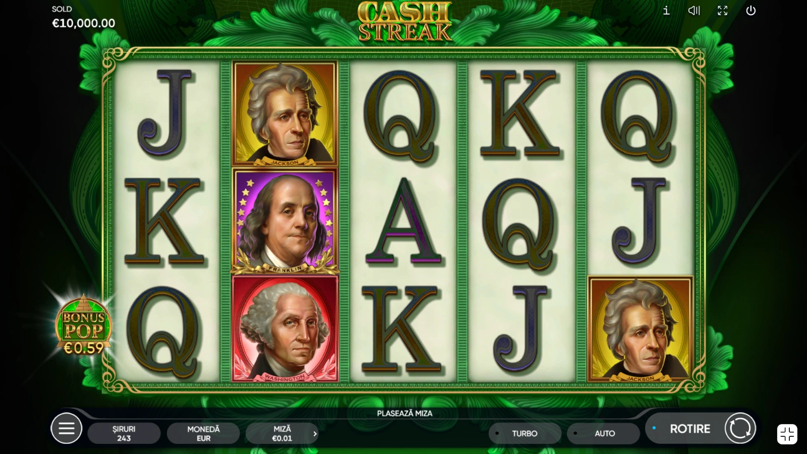 Cash Streak interfata joc