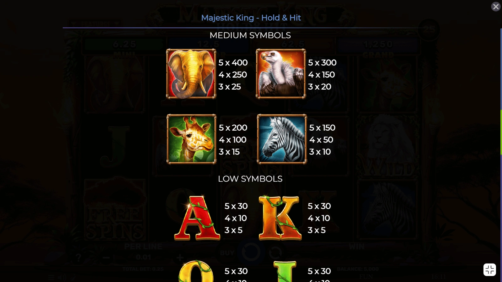 Majestic King Hold & Hit Simboluri