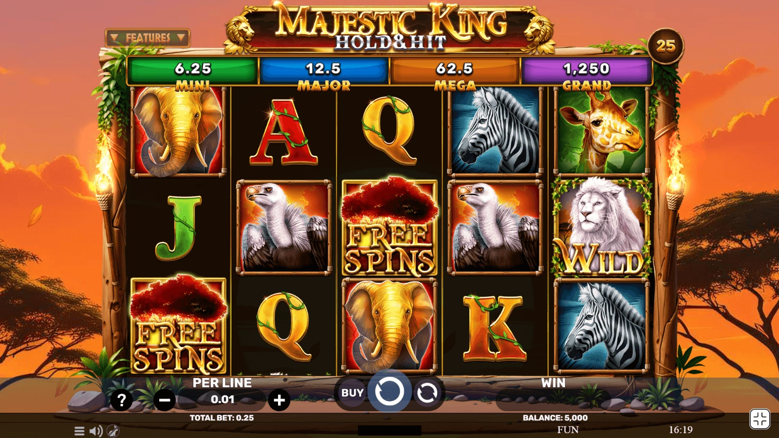 Majestic King Hold & Hit interfata joc