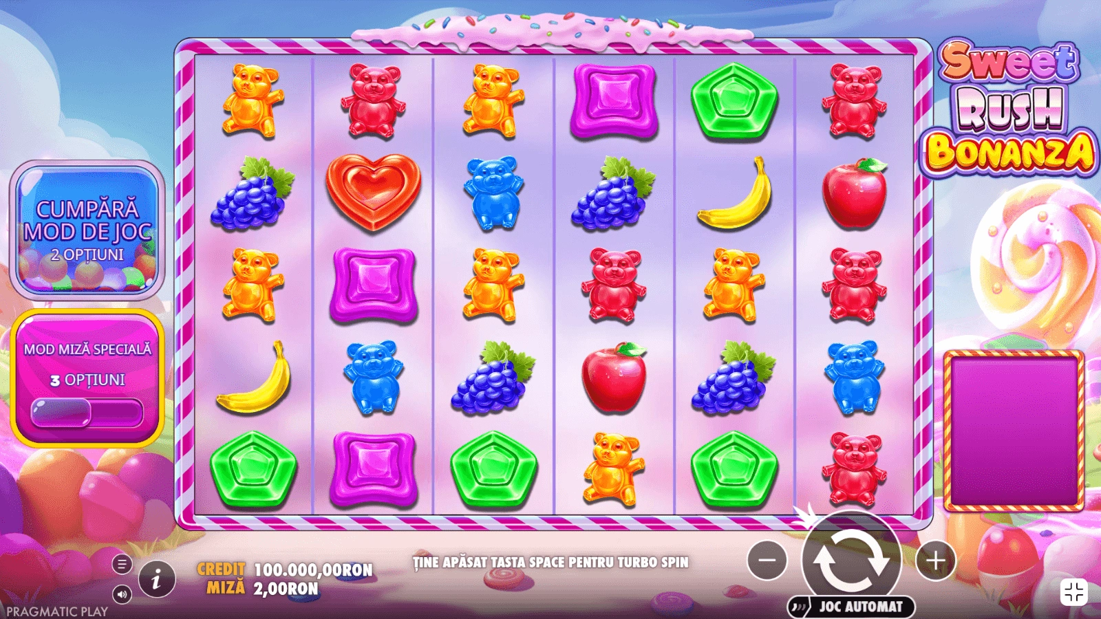 Sweet Rush Bonanza Interfata joc