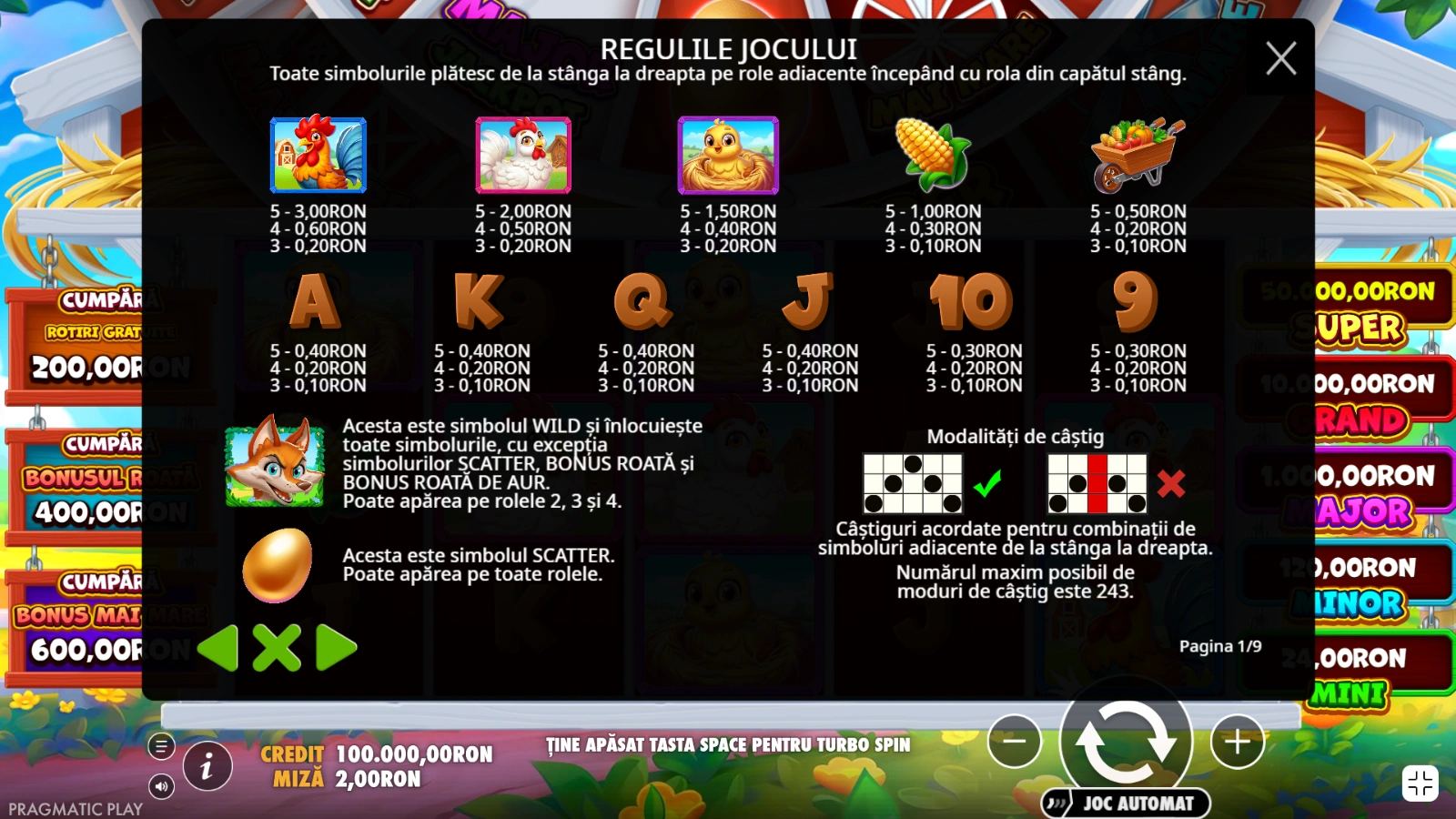 Bigger Barn House Bonanza tabel plati