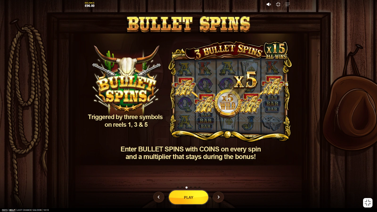 Caracteristici bonus Last Chance Saloon