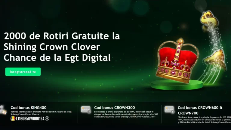 King Casino Bonus Fără Depunere – 400 Rotiri Gratuite la Shining Crown Clover Chance