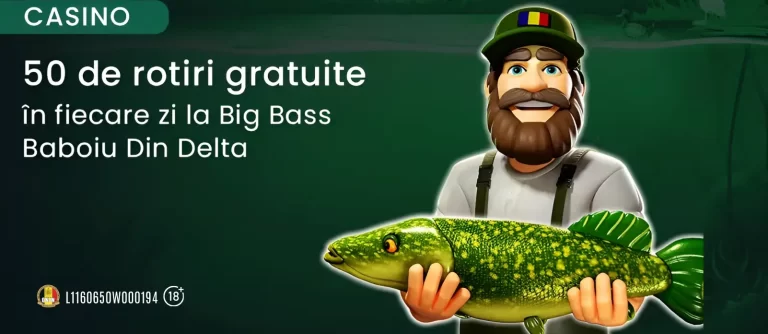 La King Casino poți revendica zilnic 50 Rotiri Gratuite la Big Bass Baboiu’ din Deltă