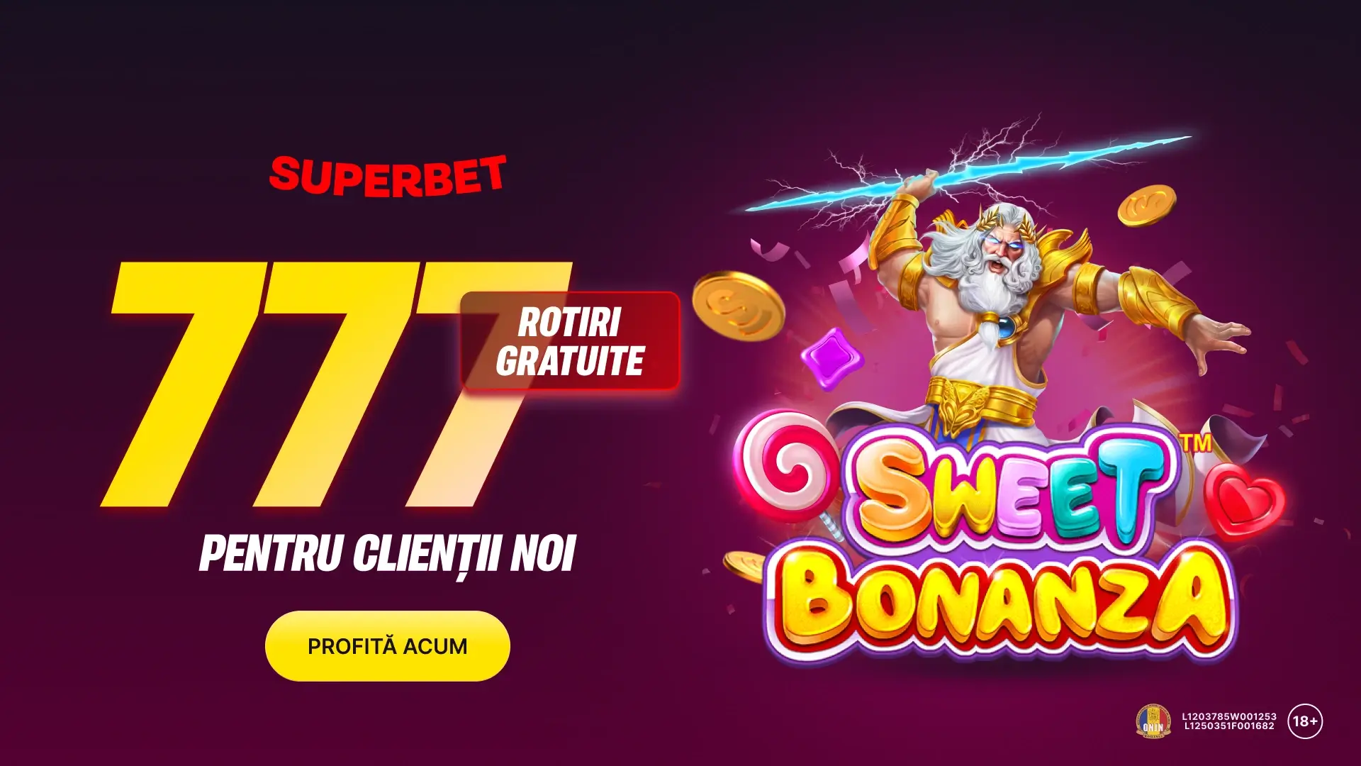 Superbet Bonus Fără Depunere - 777 Rotiri Gratuite la 2 jocuri marca Pragmatic Play