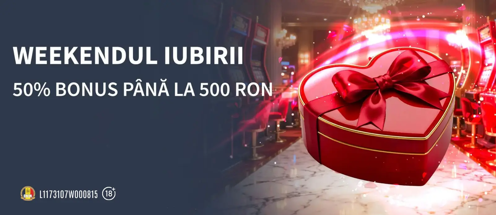 In Weekendul Iubirii ContiCazino ai ocazia sa activezi pana la 500 RON bonus la depunere