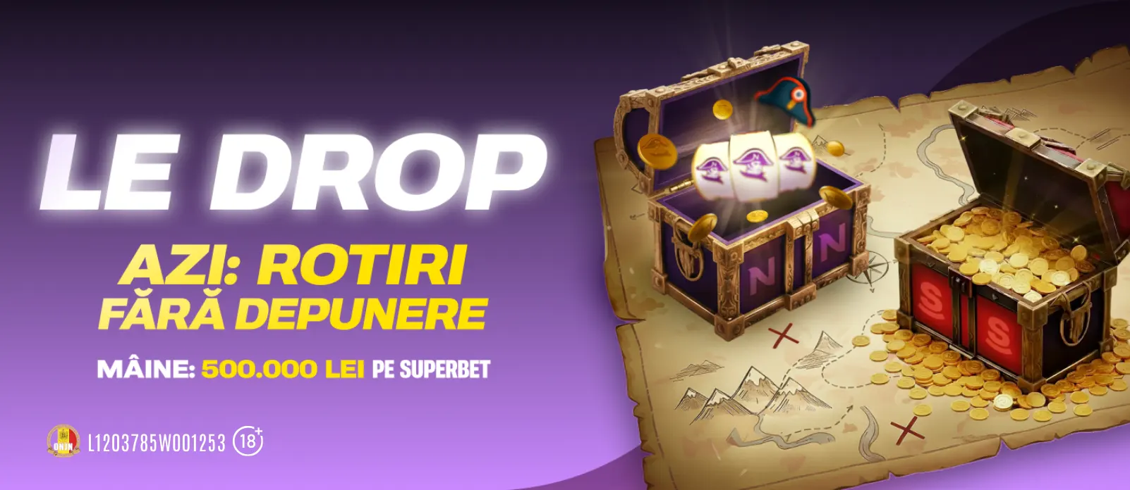 Pe 16 februarie poti revendica 5 Rotiri Gratuite fara depunere la Napoleon Casino