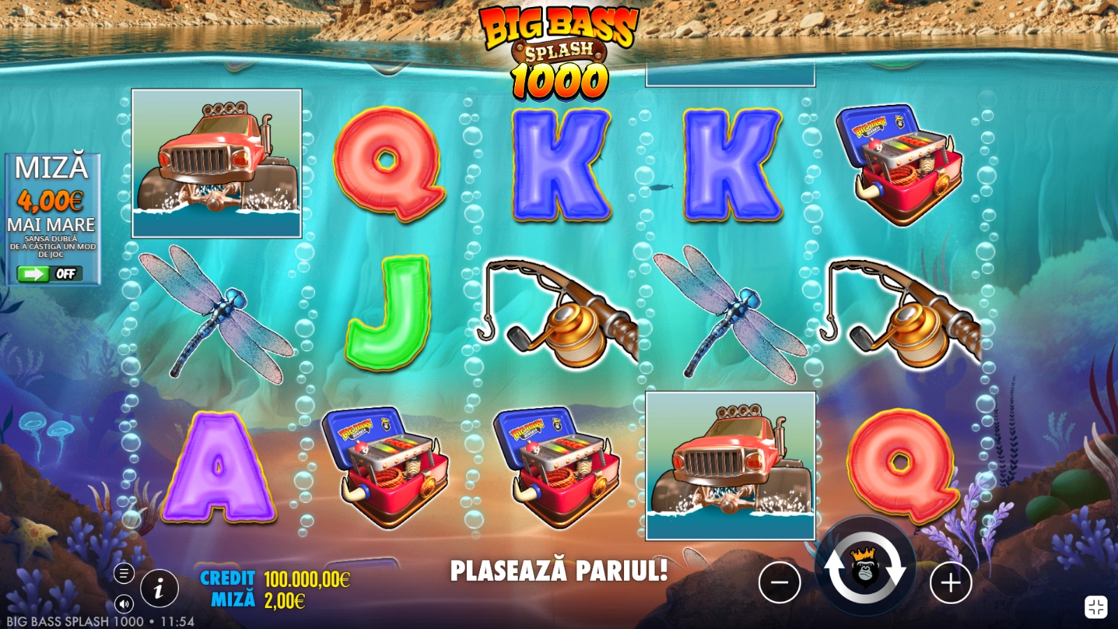 Interfata joc Big Bass Splash 1000