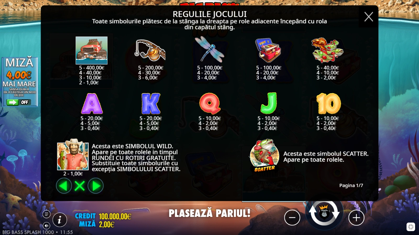 Simboluri Big Bass Splash 1000