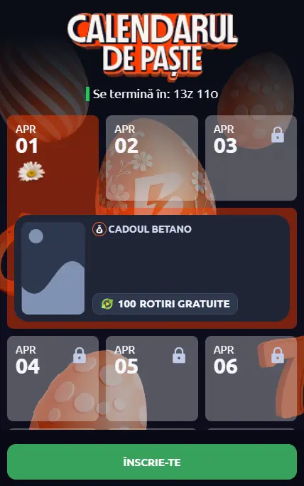 Calendarul de Paste Betano 2026