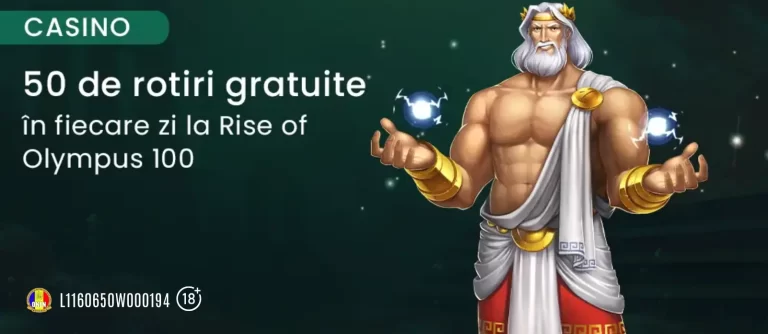 King Casino oferă zilnic 50 Rotiri Gratuite pe miza 1 leu la Rise of Olympus 100
