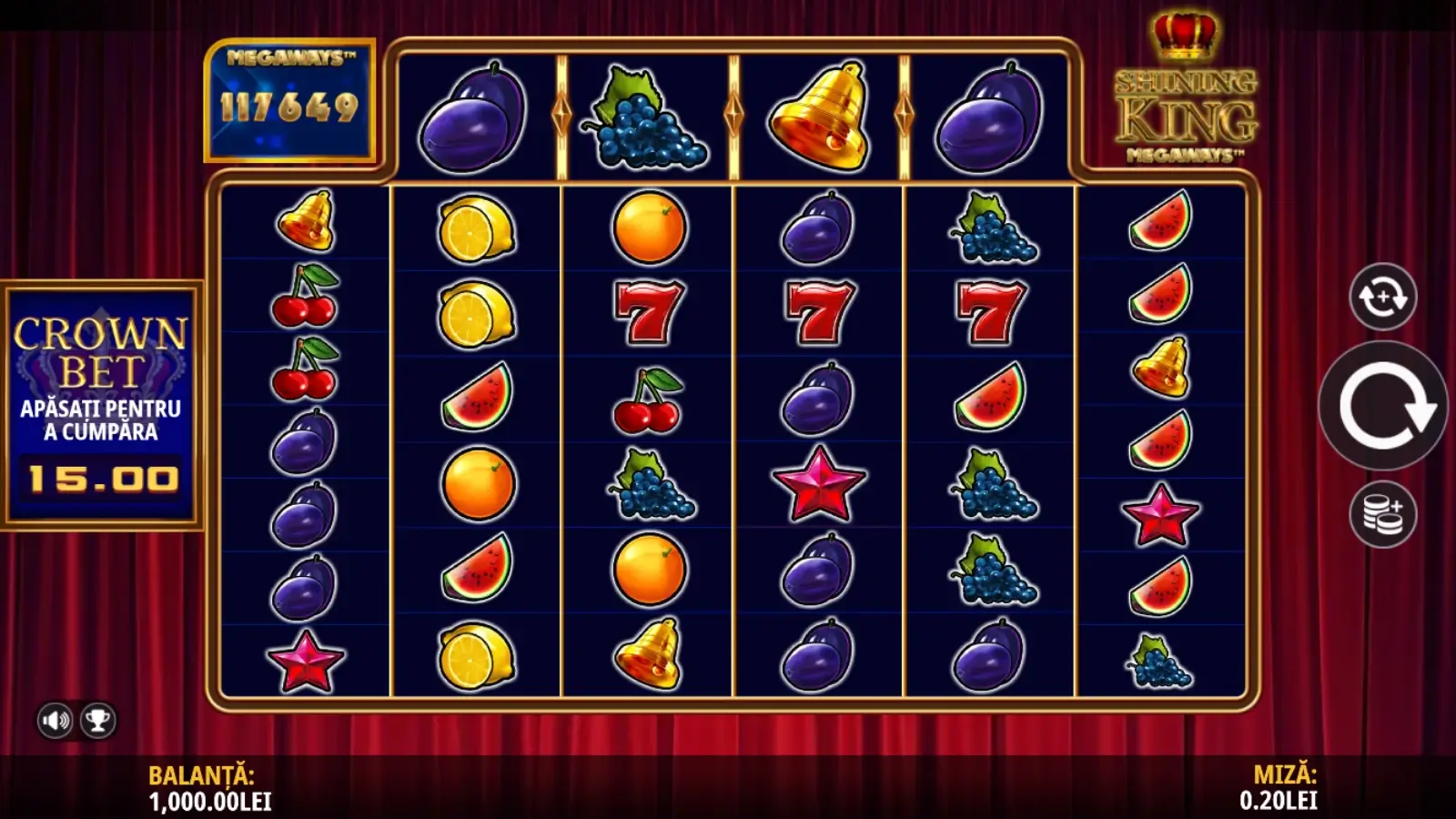 jocuri de păcănele cu coroane Shining King Megaways