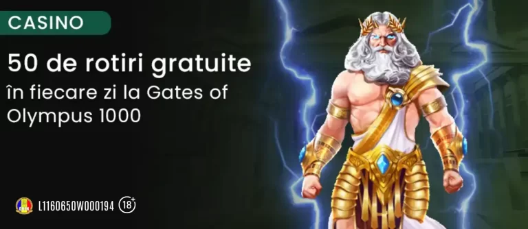 King Casino te așteaptă în fiecare zi cu 50 Rotiri Gratuite la Gates of Olympus 1000