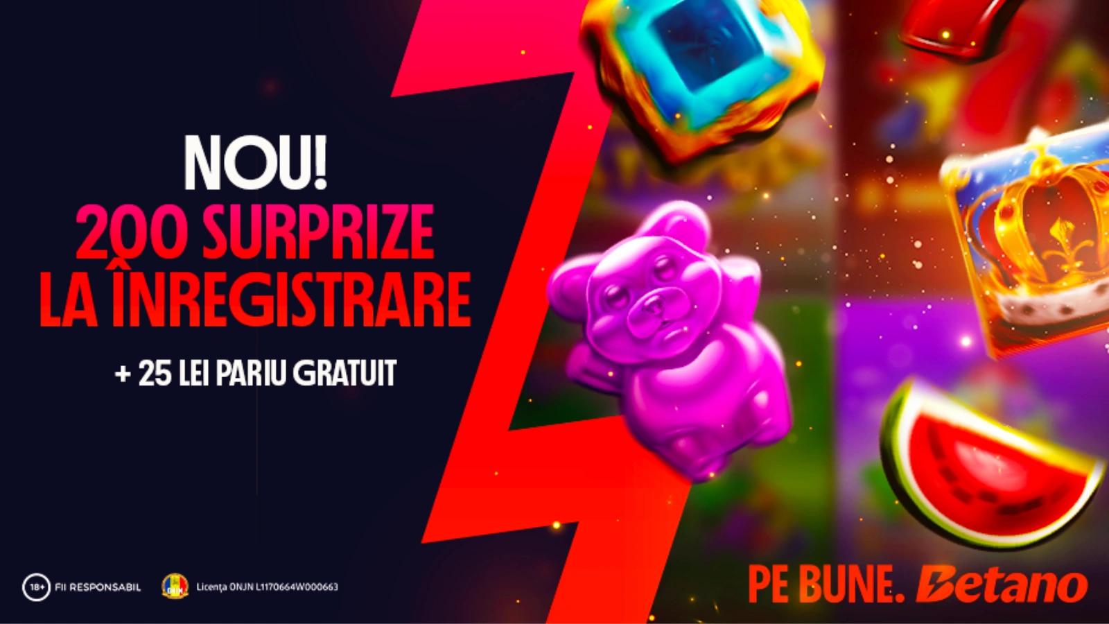 Betano Bonus Fără Depunere – 200 Rotiri Gratuite Fără Depunere + 25 LEI Pariu Gratuit