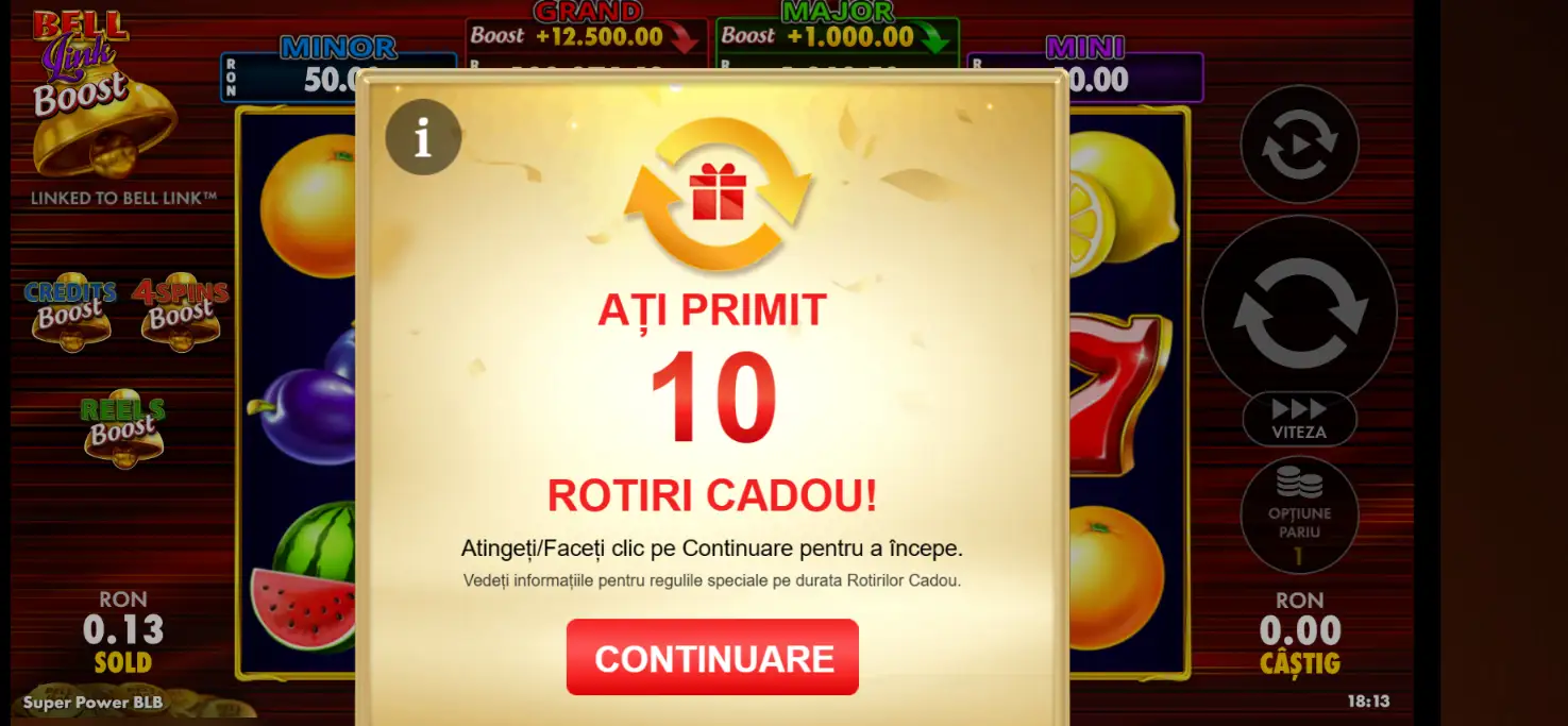 10 Rotiri Gratuite fara depunere pe 1 leu la Betano