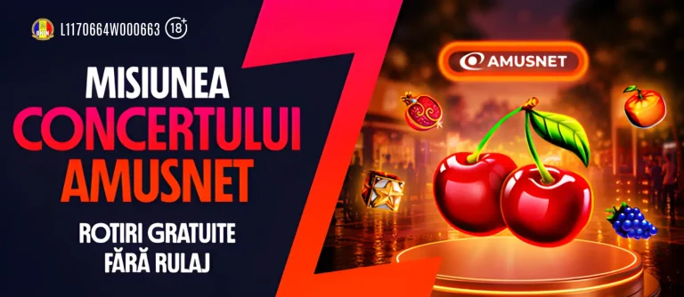 Participă la Misiunea Concertului Amusnet de la Betano și poți încasa 50 Rotiri Gratuite fără rulaj