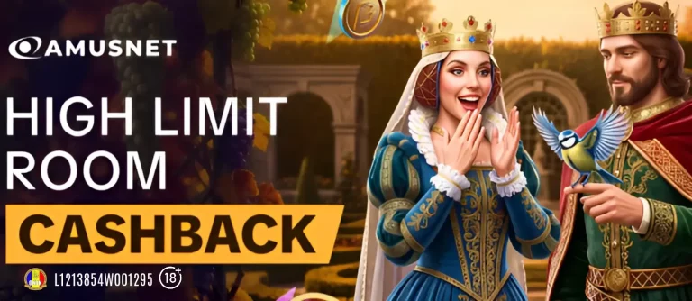 Oferta High Limit Room Cashback de la Mr Bit îți returnează 1% din totalul mizelor plasate la sloturile Amusnet